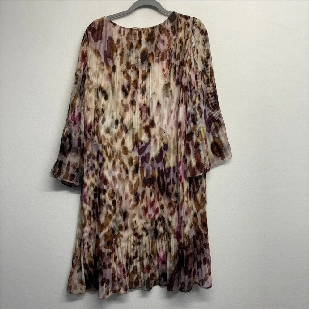 Soft Surroundings Ballia Dress L Long Sleeve Pleated‎ Animal Leopard Print - Picture 4 of 9